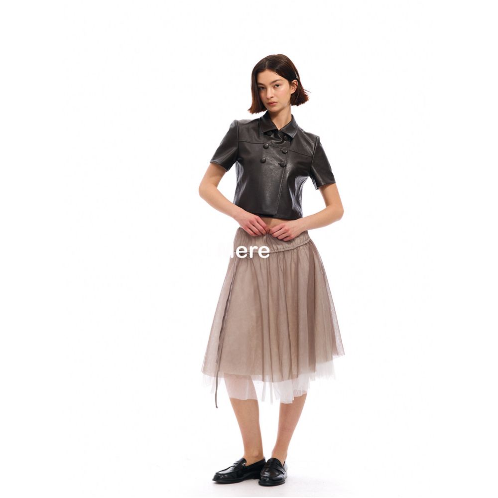 Mere s Heavy Duty Pleated Ballet Mesh Skirt Retro Simple Puffy Umbrella Skirt for Women image 1