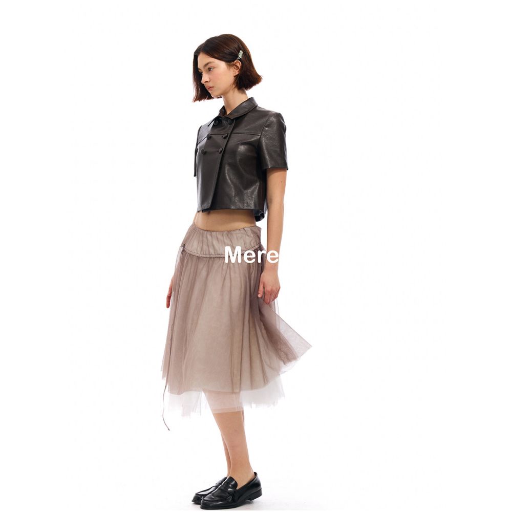 Mere s Heavy Duty Pleated Ballet Mesh Skirt Retro Simple Puffy Umbrella Skirt for Women image 4