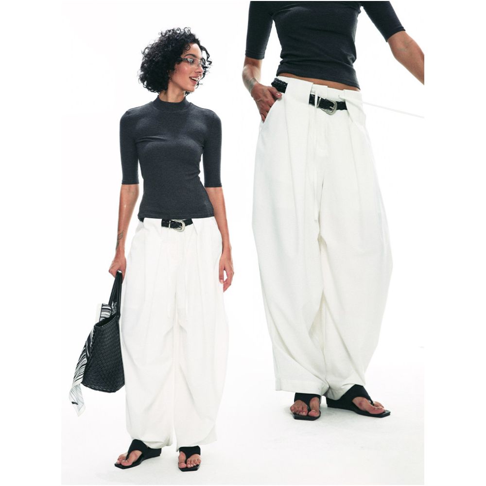 SINGLE MOMENT 25SS Wide Leg Trousers Wrinkle Resistant Drape Flat Loose Fit Design Casual Trousers Women s Trousers image 1