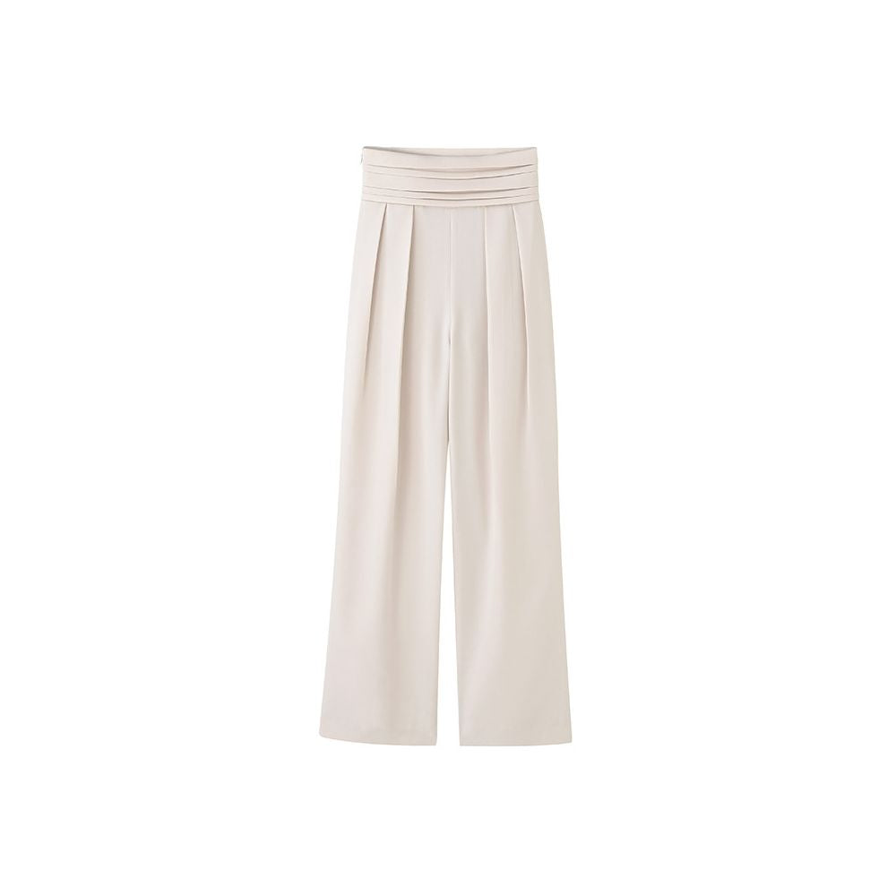 ASAYA7601 – Ivory Sculpted Waist Wide-Leg Pants 🤍✨