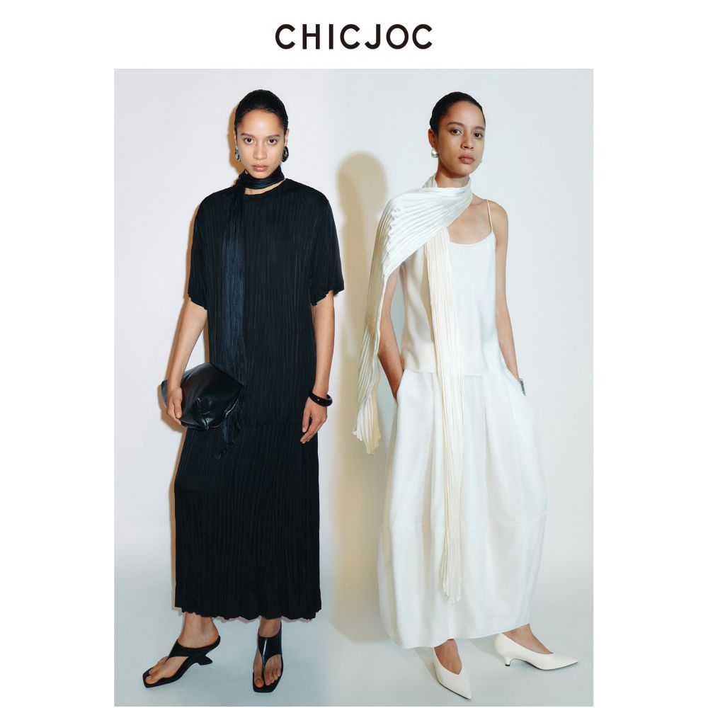 CHICJOC heavy duty one piece gilded silk scarf shawl with hand twisted and pleated details and fine rolled edges image 1