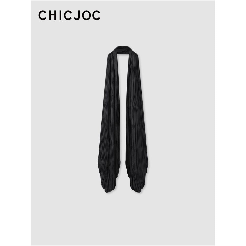ASAYA7602 – Sculpted Silk Pleated Scarf ✨🤍