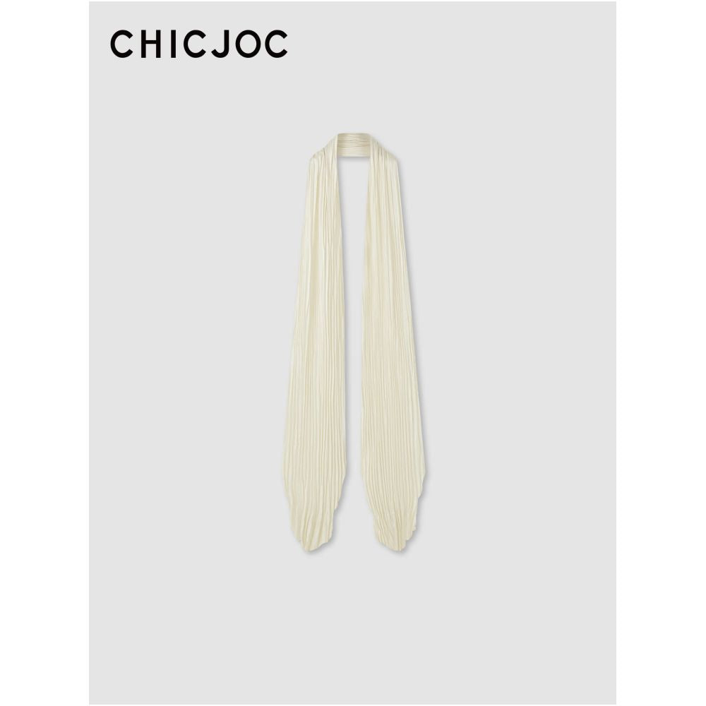 ASAYA7602 – Sculpted Silk Pleated Scarf ✨🤍