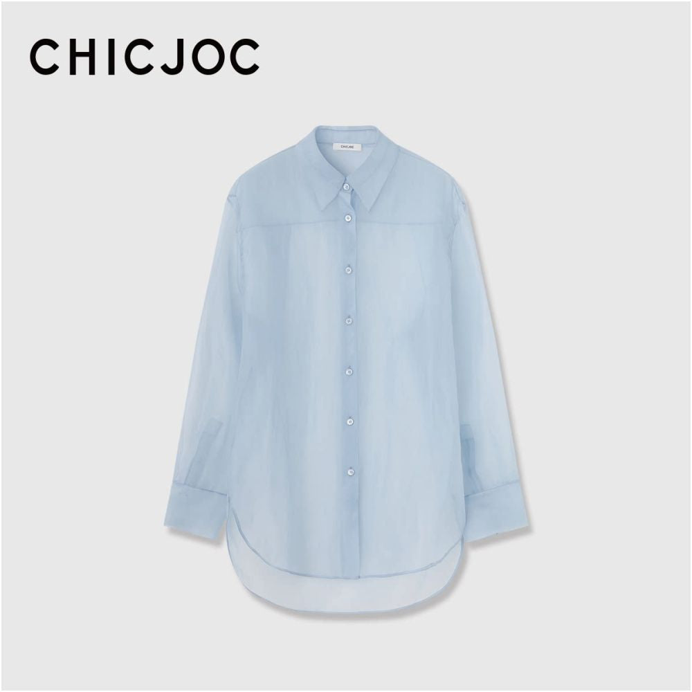 ASAYA7603 – Sheer Silk Organza Shirt ✨🩶