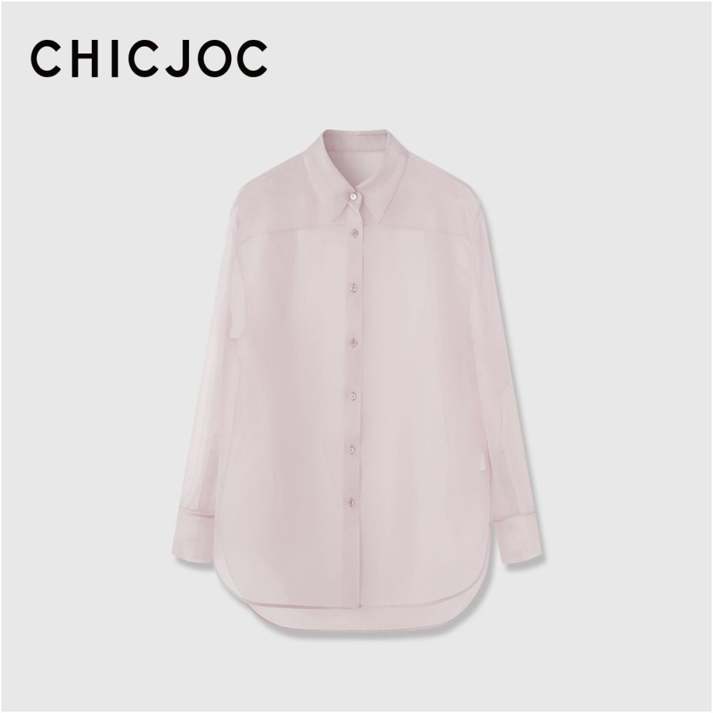 ASAYA7603 – Sheer Silk Organza Shirt ✨🩶