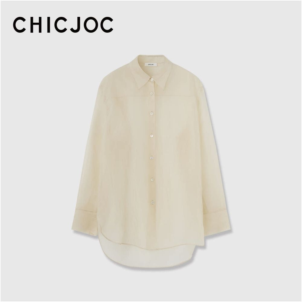 ASAYA7603 – Sheer Silk Organza Shirt ✨🩶