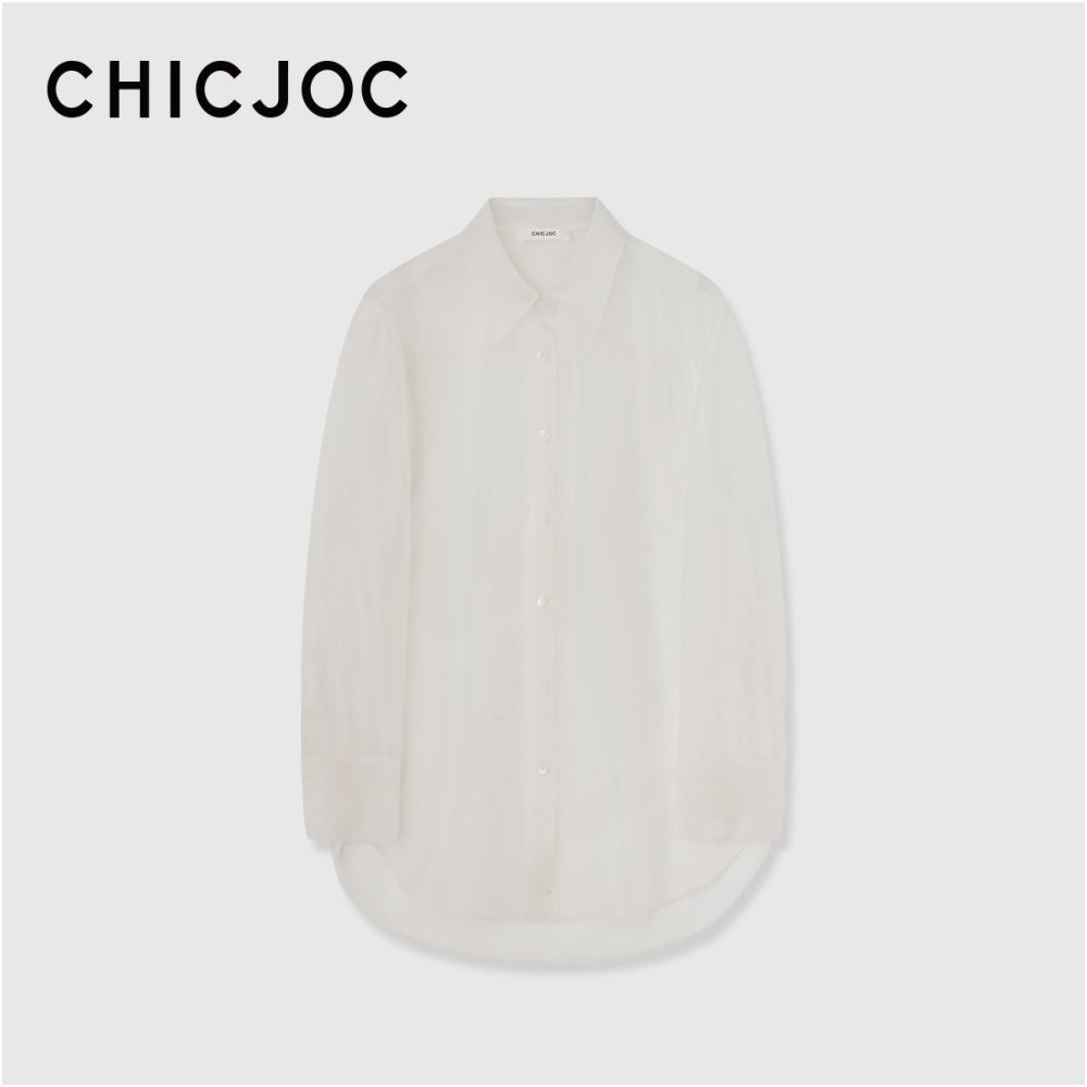 ASAYA7603 – Sheer Silk Organza Shirt ✨🩶