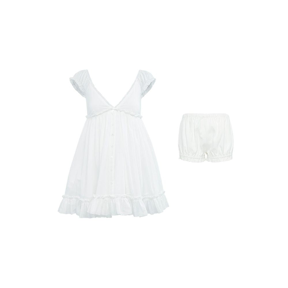 ASAYA7612 – Ivory Ruffle Babydoll Dress 🤍🎀