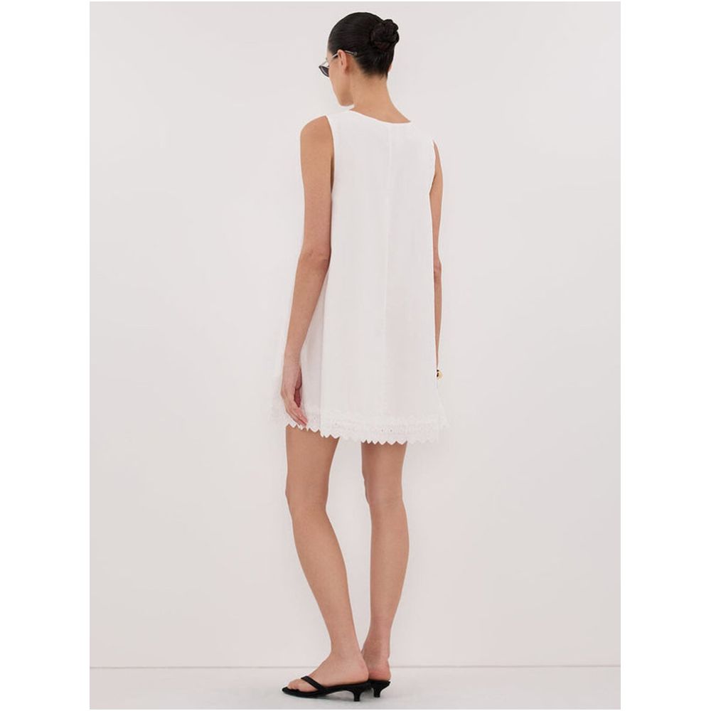 Dissh niche design relaxed style V neck sleeveless lace embroidered patchwork dress A line solid color dress image 3