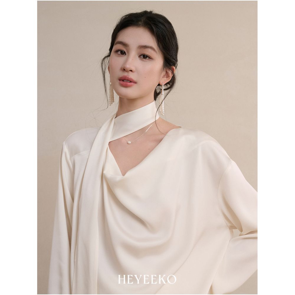 Heyeeko s Acetate Ribbon Shirt Spring 2026 Soft White image 0