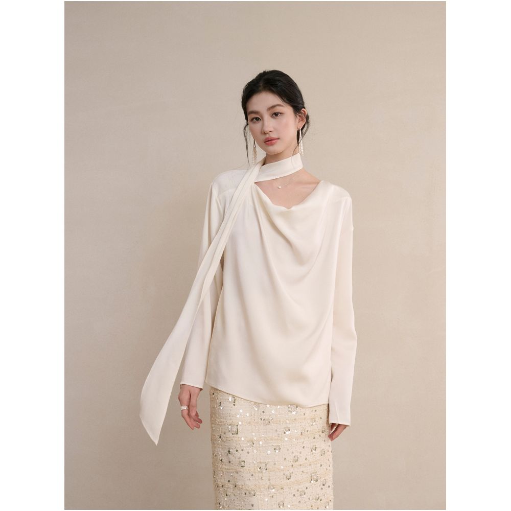 Heyeeko s Acetate Ribbon Shirt Spring 2026 Soft White image 1