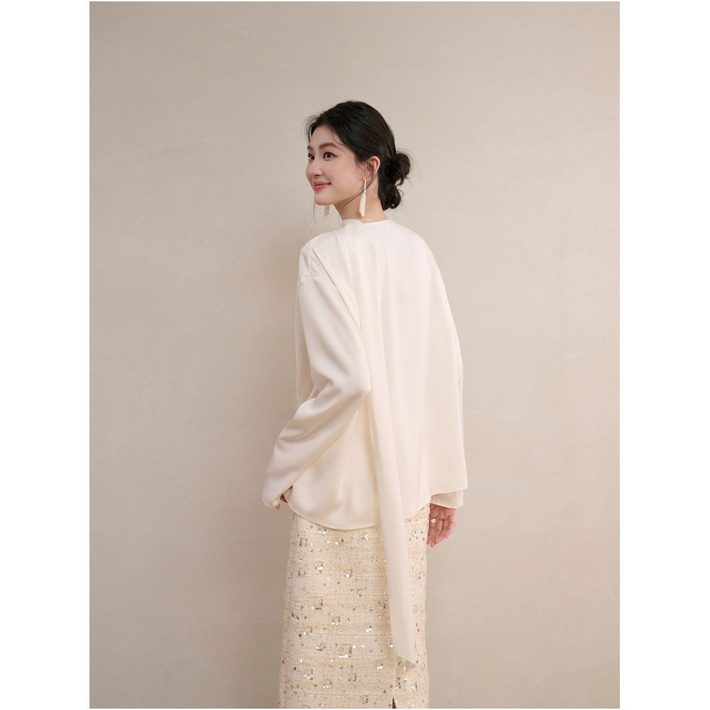 Heyeeko s Acetate Ribbon Shirt Spring 2026 Soft White image 3