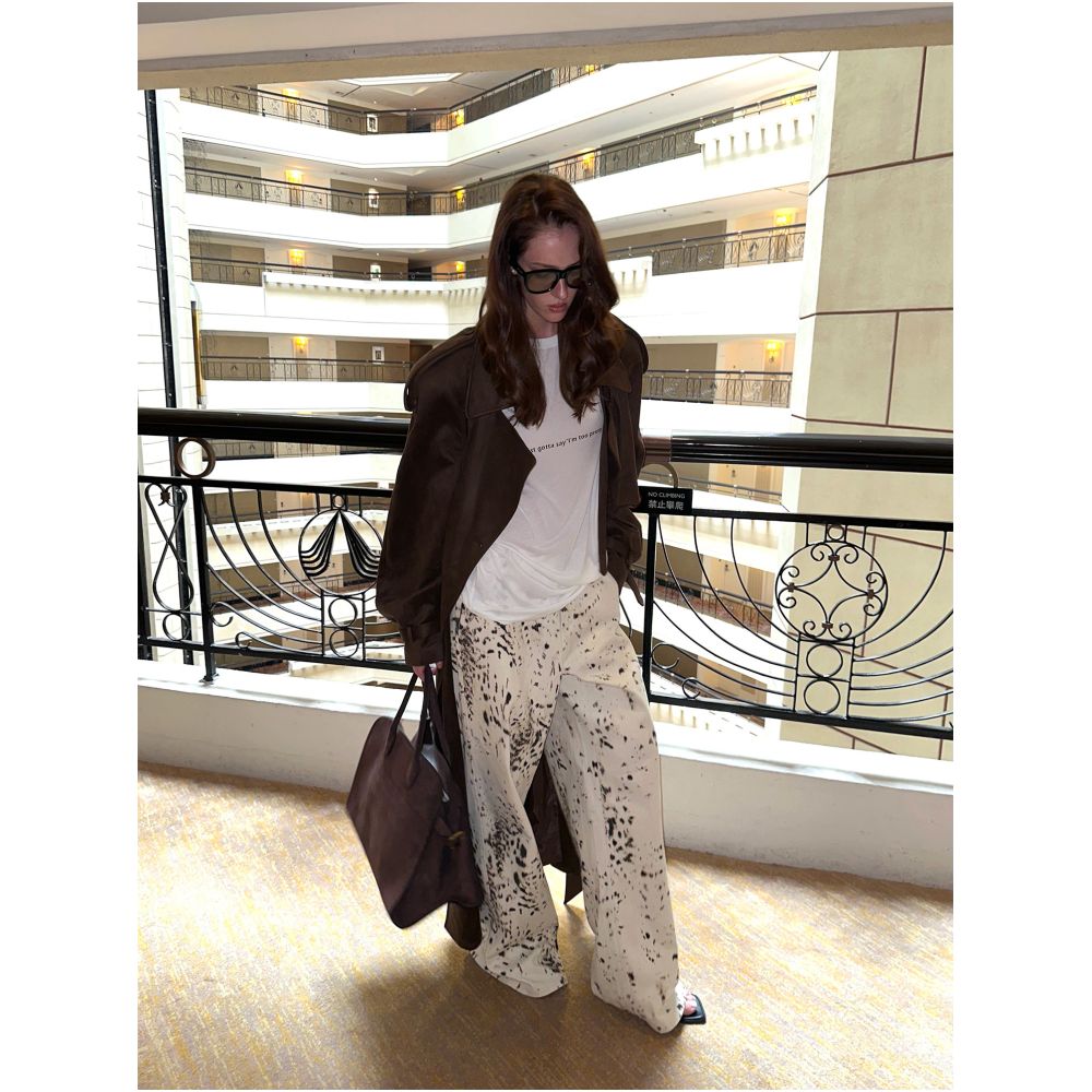 0122stepll Leopard Print Urban Style Leopard Print Jeans Women s Low Waisted Straight Leg Floor Length Pants image 2