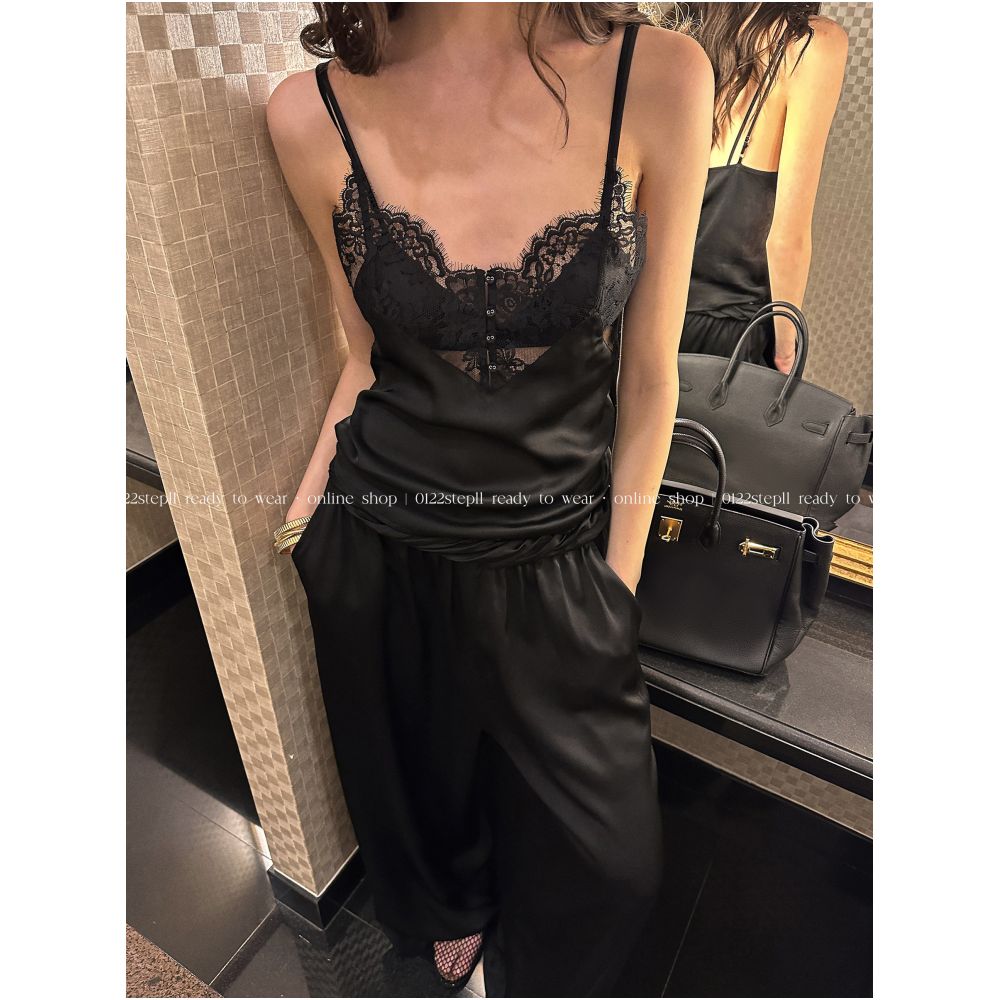 0122stepll Wandering Player Black Knot Low Waisted Casual Pants Women s Summer Loose and Relaxed Style Wide Leg Trousers image 2