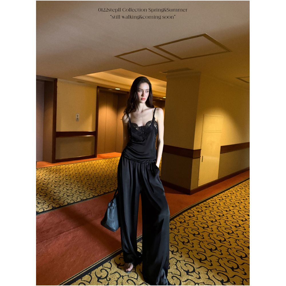 0122stepll Wandering Player Black Knot Low Waisted Casual Pants Women s Summer Loose and Relaxed Style Wide Leg Trousers image 4