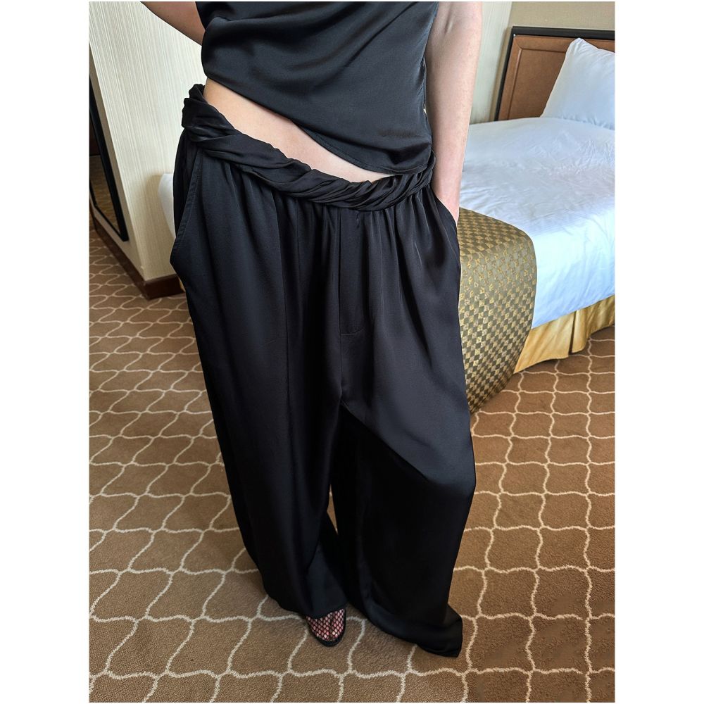 ASAYA7626 – Midnight Drape Wide-Leg Pants 🖤✨