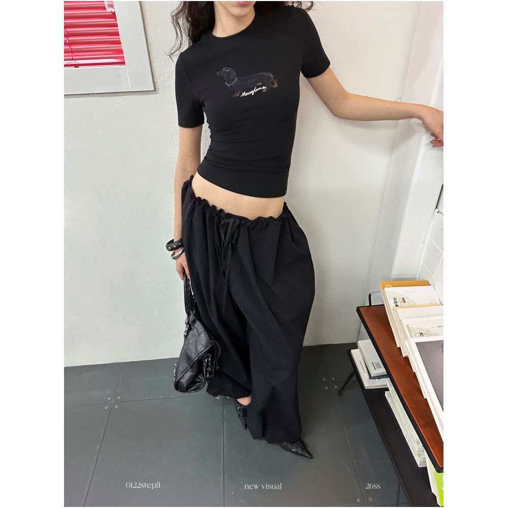 ASAYA7628 – Noir Fluid Drawstring Wide-Leg Pants 🖤✨