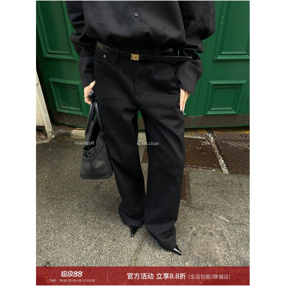 0122stepll Classic Black Jeans Black Floor Length Pants Women s American Retro Slimming Low Waist Straight Leg Casual Pants image 0