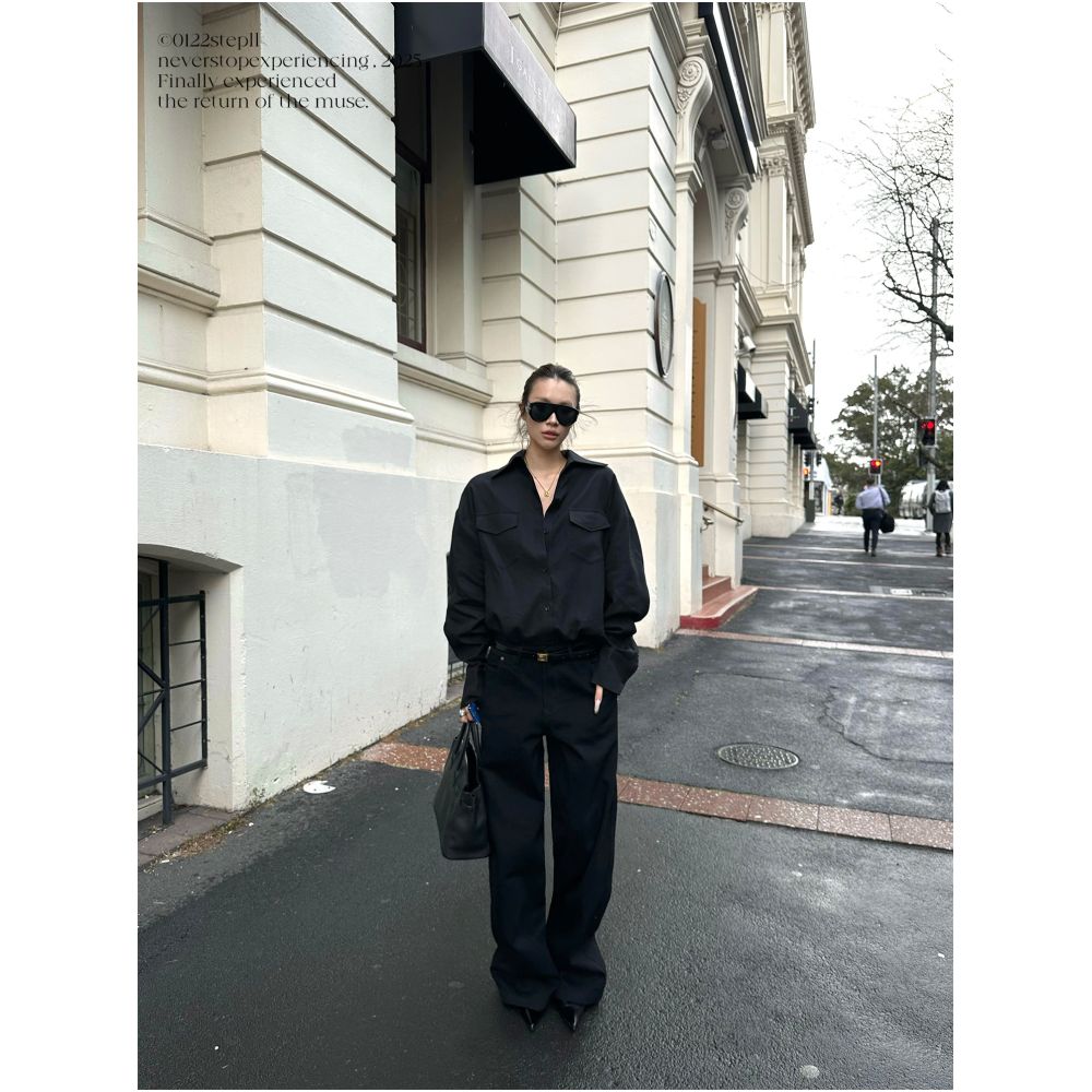0122stepll Classic Black Jeans Black Floor Length Pants Women s American Retro Slimming Low Waist Straight Leg Casual Pants image 3
