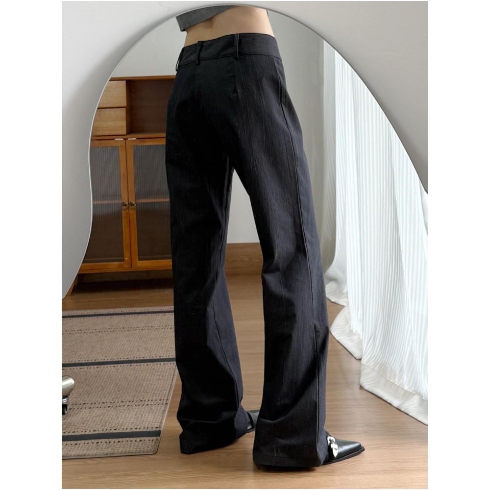 American retro flared suit pants for women summer thin style plus size low waisted narrow fit drape slimming casual wide leg pants image 2