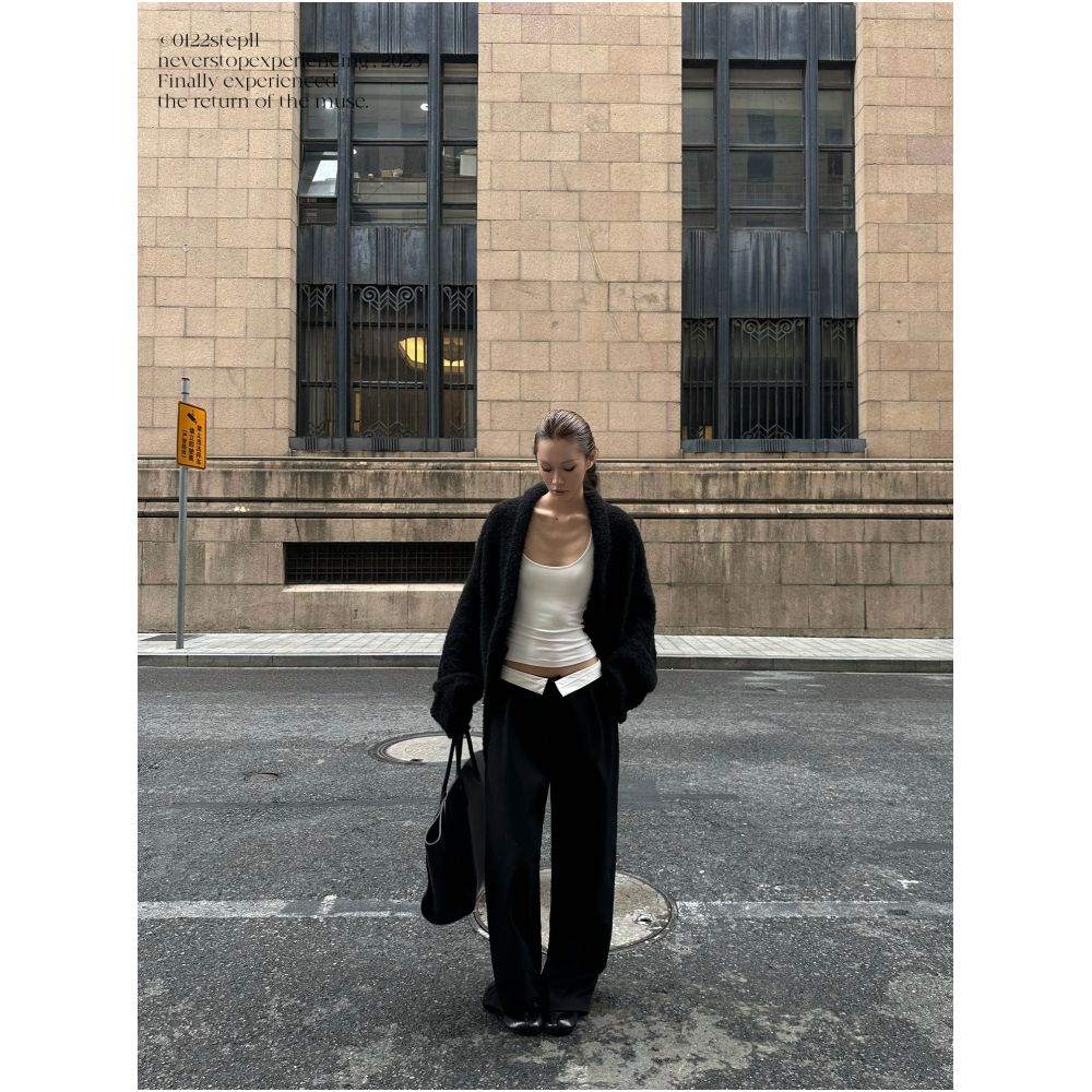0122stepll Cloud patterned tulle black batwing sleeve sweater for women soft cozy loose fitting cardigan image 4