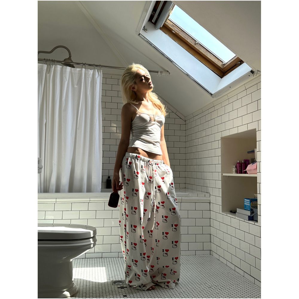 0122stepll K Doctor Printed Casual Pants Women s Summer Low Waisted Thin Loose Straight Leg Wide Leg Pants image 1