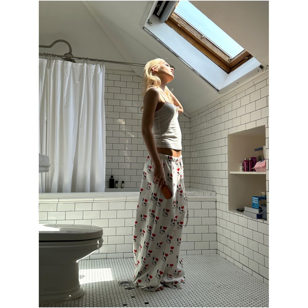 0122stepll K Doctor Printed Casual Pants Women s Summer Low Waisted Thin Loose Straight Leg Wide Leg Pants image 3