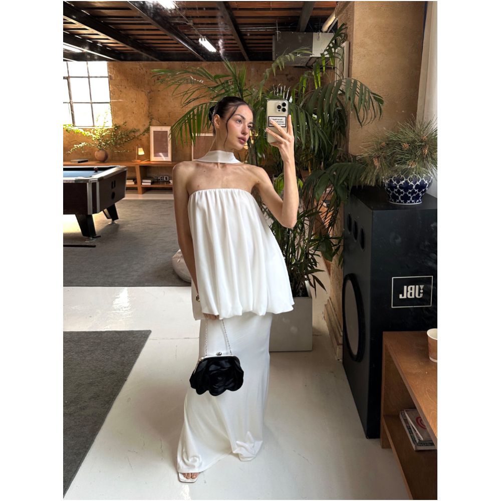 0122stepll Cloud Dream White Strapless Top Women s Sexy Slim Fit Fishtail Skirt Set image 1