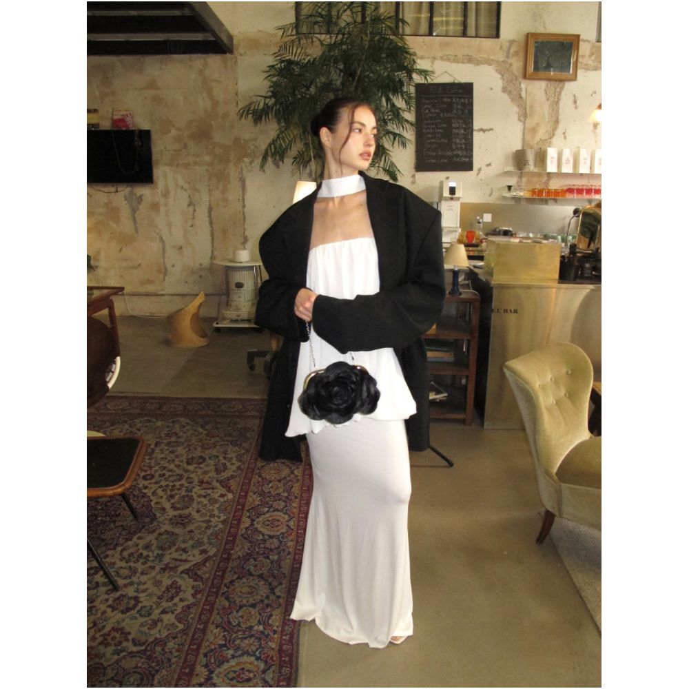 0122stepll Cloud Dream White Strapless Top Women s Sexy Slim Fit Fishtail Skirt Set image 3
