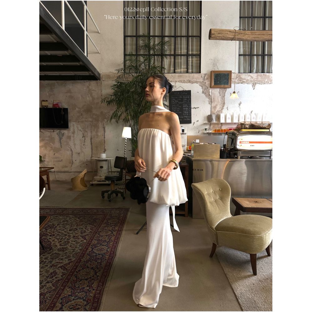 0122stepll Cloud Dream White Strapless Top Women s Sexy Slim Fit Fishtail Skirt Set image 4
