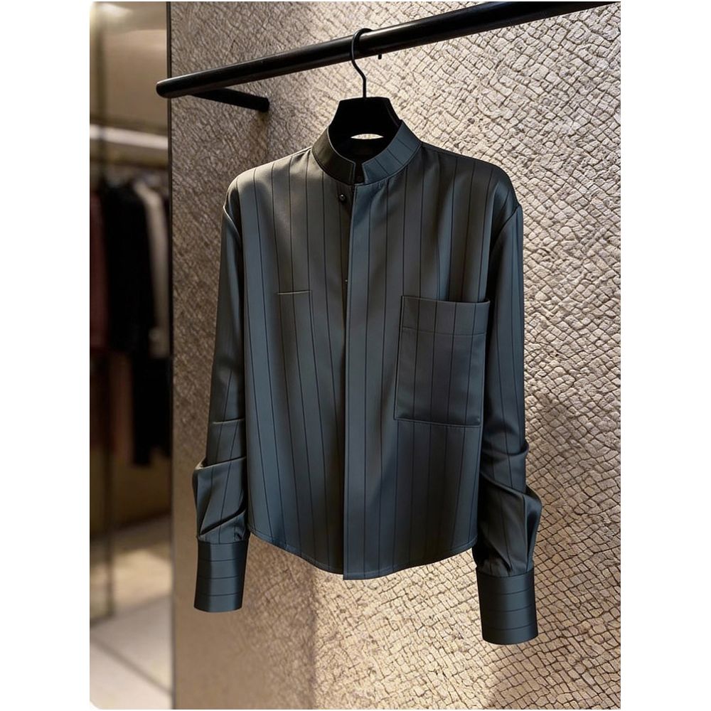 2026 Early Autumn New Arrival Casual and Elegant Versatile Super Cute Loose Black and Gray Shirt for Women Dressing Out of Department Store image 3