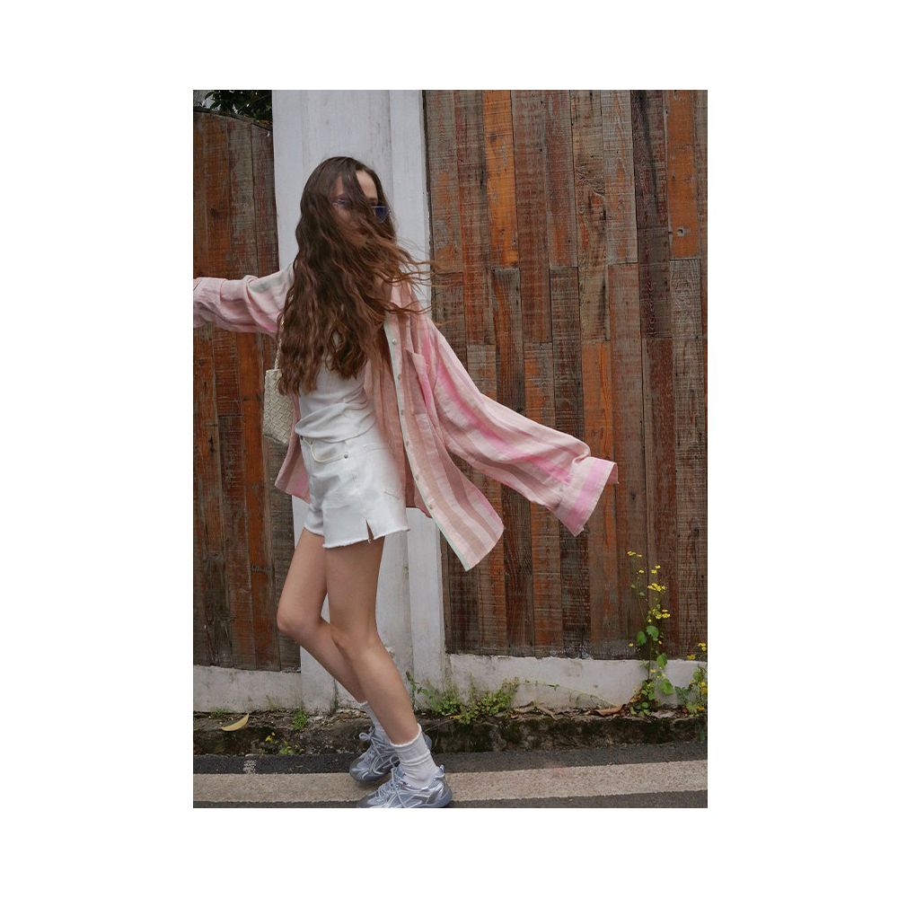 Clearance Sale 40 Off No Returns or Exchanges for Non Quality Issues Pink Striped Linen Shirt and Trousers Set image 3