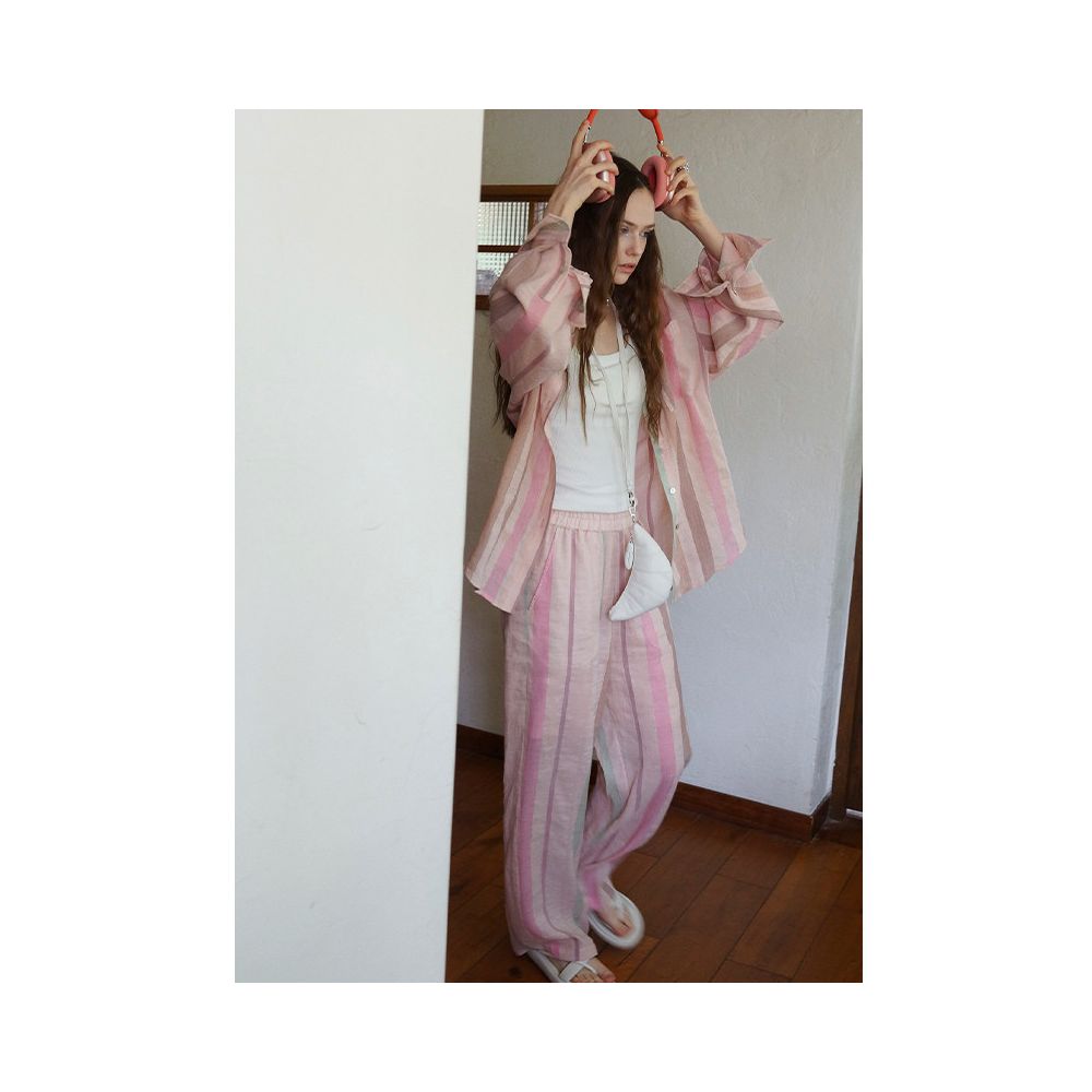 ASAYA7691 – Blush Breeze Linen Set 🌸🩷