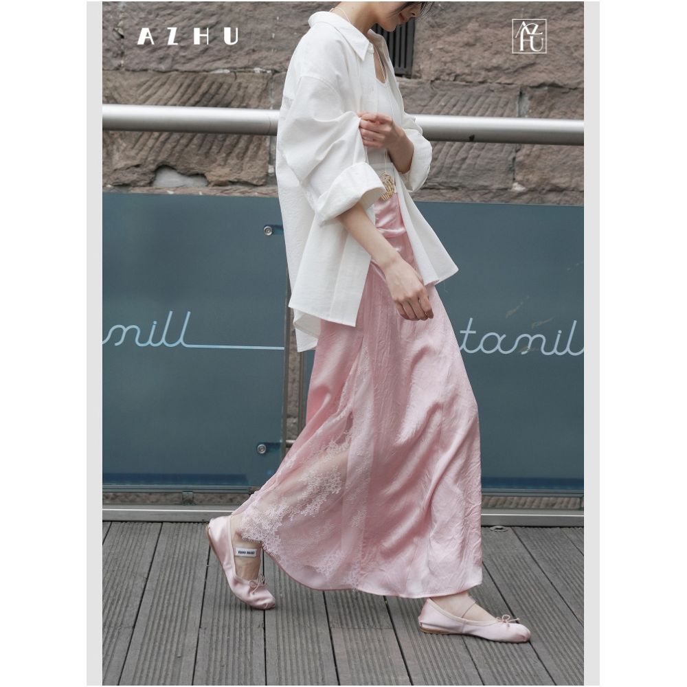 Clearance Sale 40 Off No Returns or Exchanges for Non Quality Issues Pearl Acetate Satin Lace Trimmed Fishtail Skirt image 0