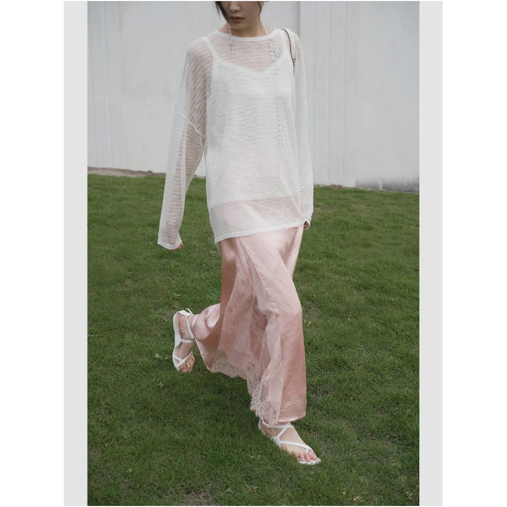Clearance Sale 40 Off No Returns or Exchanges for Non Quality Issues Pearl Acetate Satin Lace Trimmed Fishtail Skirt image 2