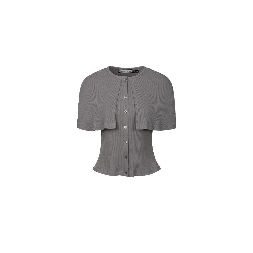 ASAYA7713 – Soft Cape Ribbed Top 🤍🩶