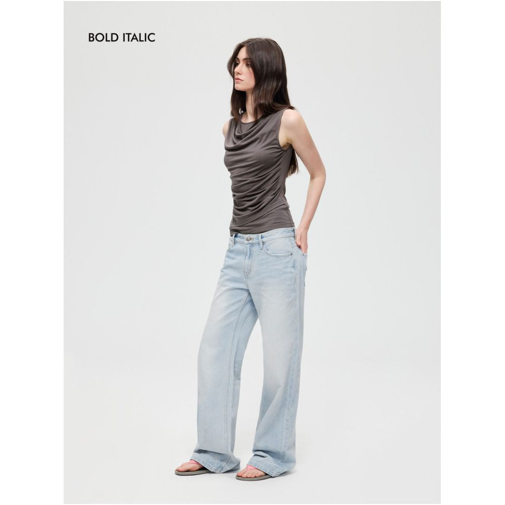 BOLD ITALIC Lyocell Off the shoulder Sleeveless Tank Top for Women Summer Style Two Piece Fit Slim Fit T Shirt image 3