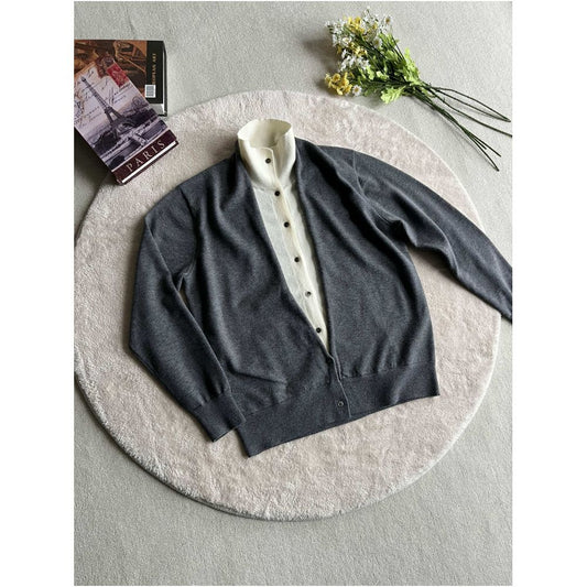 ASAYA7738 – Layered Collar Knit Cardigan 🤎🖤 เ