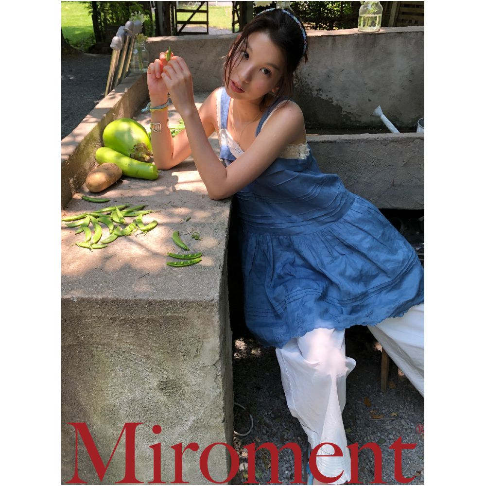 Miroment Summer of Green Papaya Cool Blue Sunset Yellow Lace Strapless Long Ramie Camisole image 0
