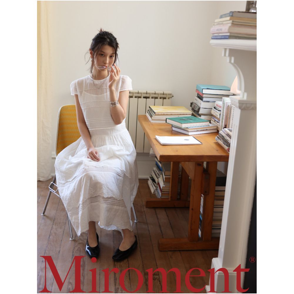 Miroment Elegant Lady Transparent Cream Cake Dress Custom woven 100 count fine cotton with straight shoulders and short sleeves image 1