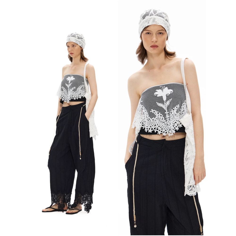 ASAYA7775 – Ivory Bloom Lace Bandeau 🖤🤍