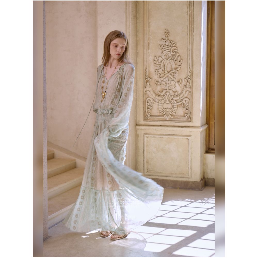 P tree Mint Lace 100 Viscose Rayon Flowy Fairy Dress image 1