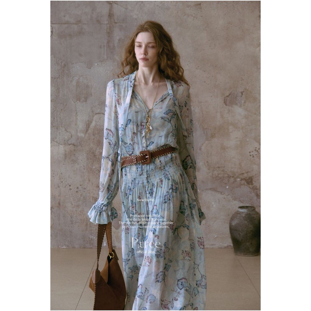 ASAYA7778 – Blue Meadow Silk Maxi Dress 🩵🌸