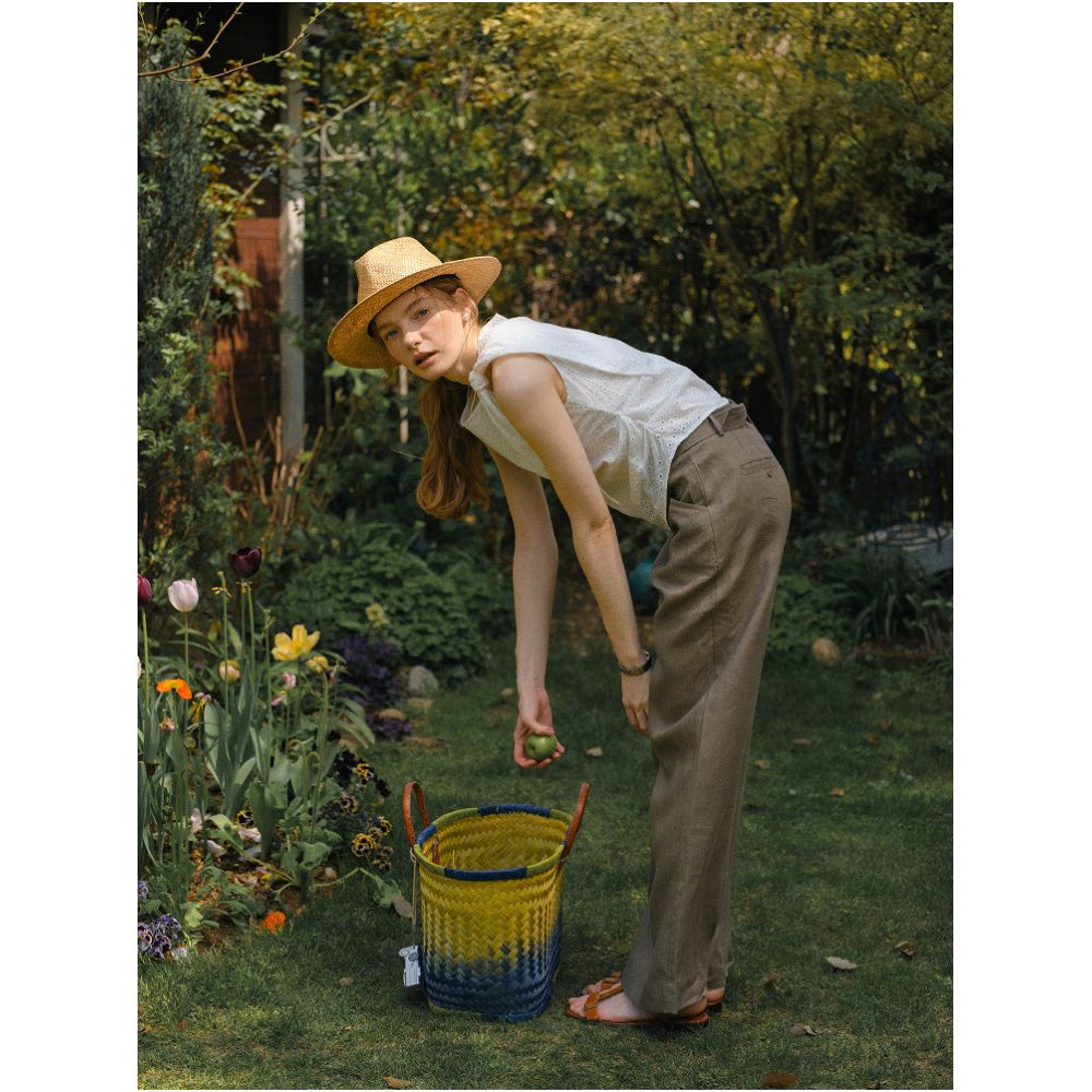 Clean Sense 100 Natural Linen Straight Leg Pants with Belt A Natural Grass Inspired Look image 2
