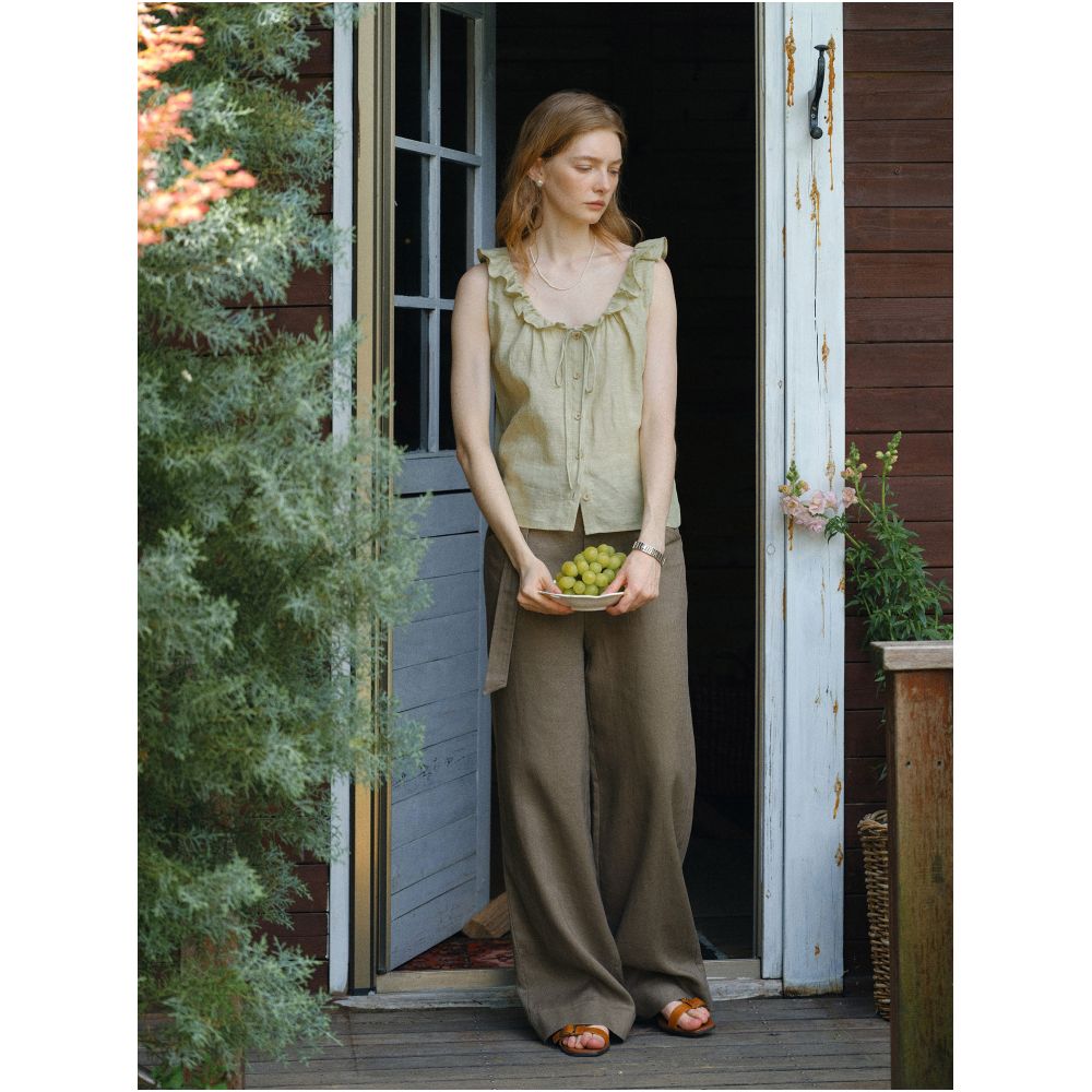 ASAYA7790 – Heritage Linen Wide-Leg Pants 🌿🤎