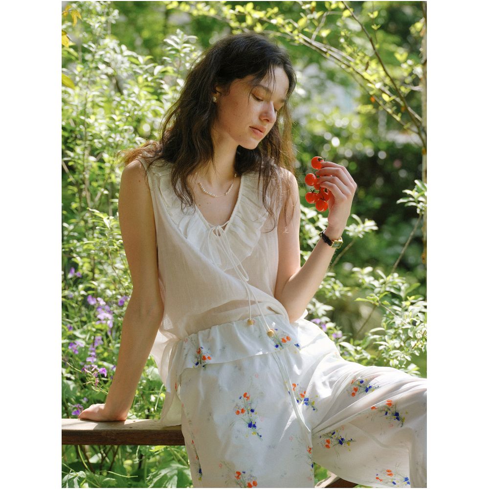 ASAYA7793 – Meadow Ruffle Ramie Top 🌿🤍