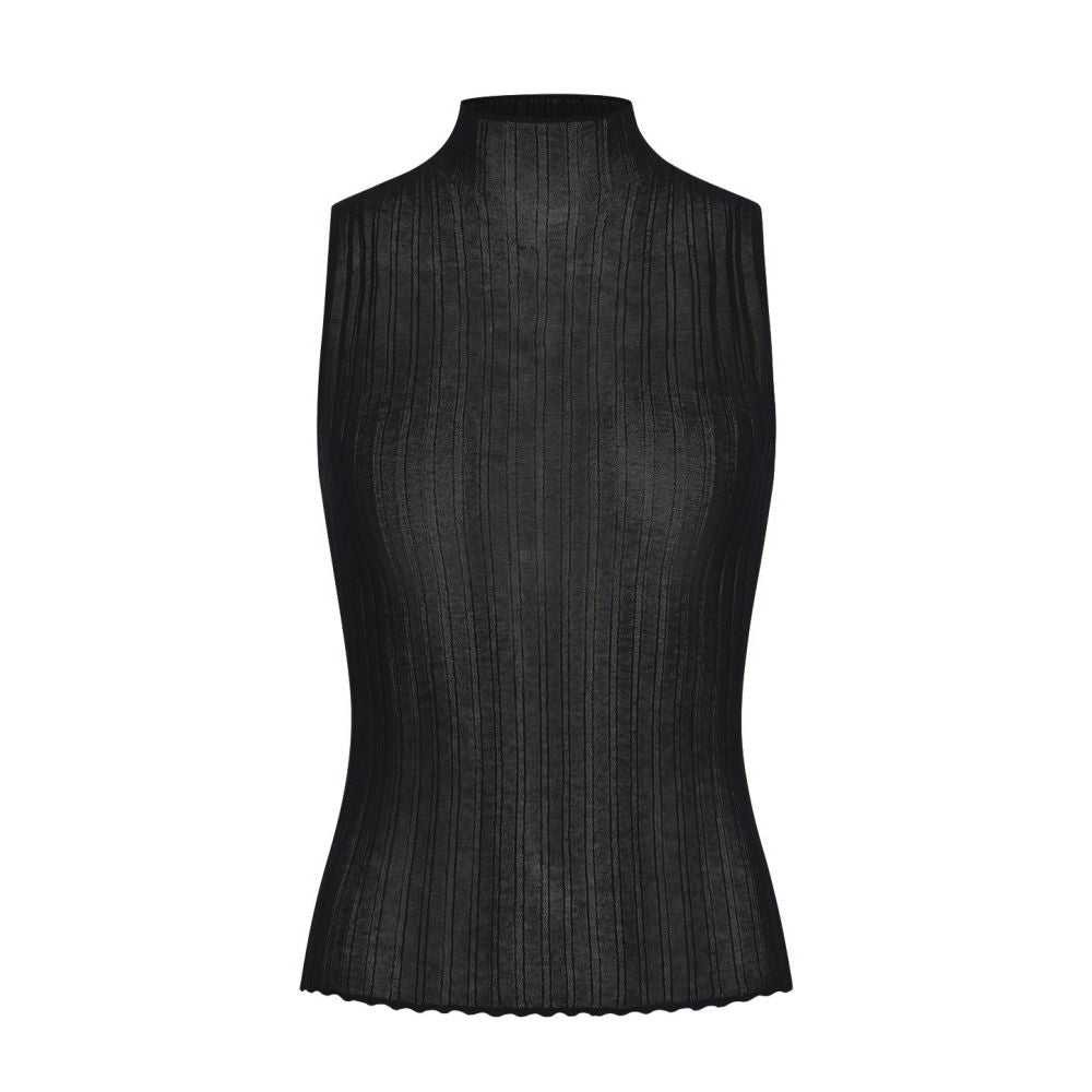 ASAYA7806 – Sheer Ribbed Mock-Neck Top ✨🌹