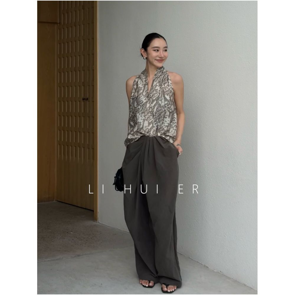 LiHuiEr Baiweixia Elegant Vacation Halter Neck Tank Top for Women 2026 New Style Sleeveless Top image 2