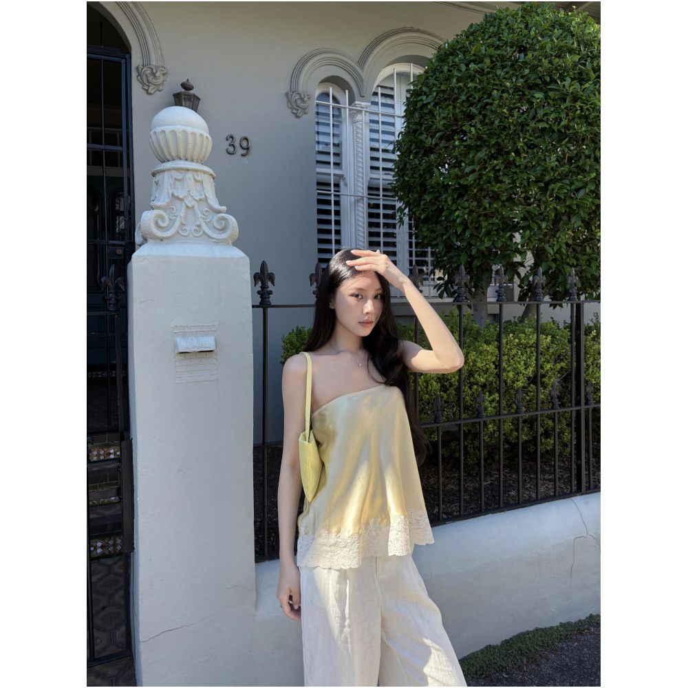 YOMI French style niche lace patchwork strapless vest top 2026 new style elegant versatile and fashionable image 0