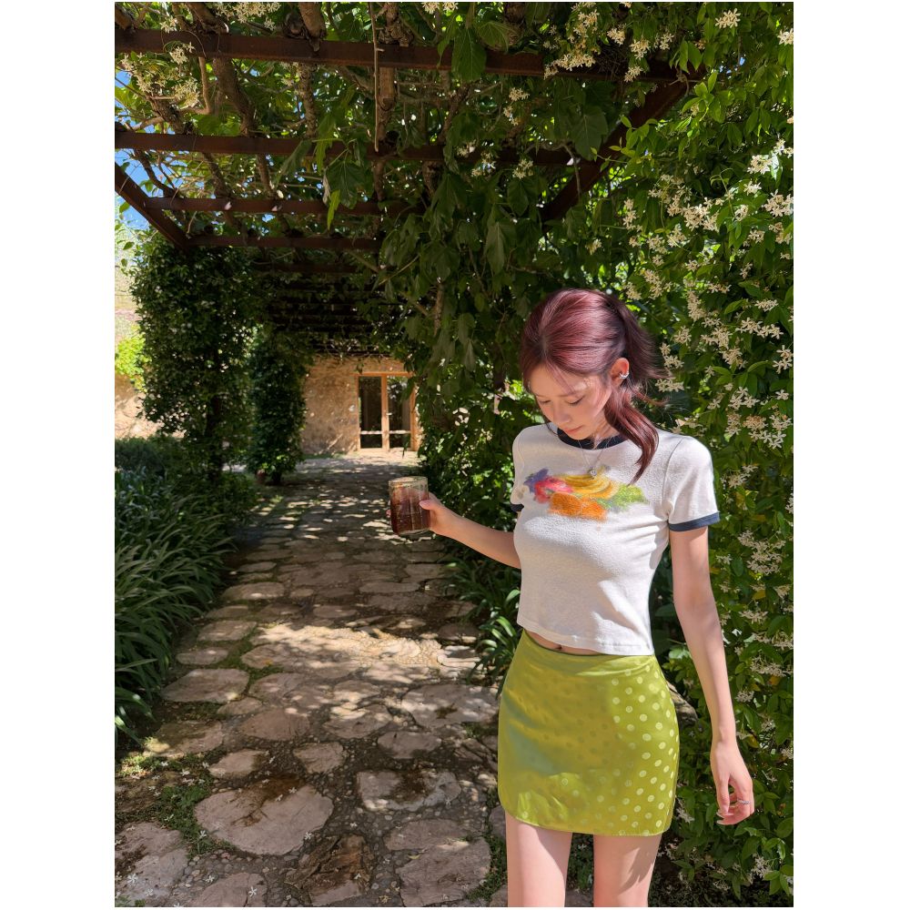 ASAYA7830 – Satin Dot Mini Skirt ✨🍋
